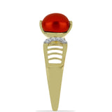 Inel din Argint 925 Placat cu Aur ( 2.75 grame ) cu Perlă de apă dulce roșie și Topaz Alb 2.63 Carate