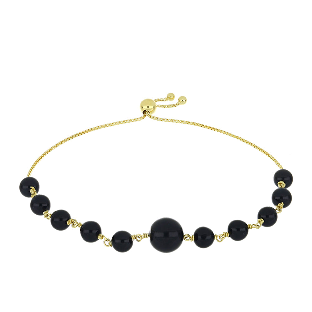 Brățară din Argint 925 Placat cu Aur ( 2.07 grame ) cu Onix Negru 22.71 Carate