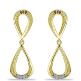 Cercei din Argint 925 Placat cu Aur ( 4.68 grame ) cu Diamant de culoarea Șampaniei și Diamant Alb 0.09 Carate