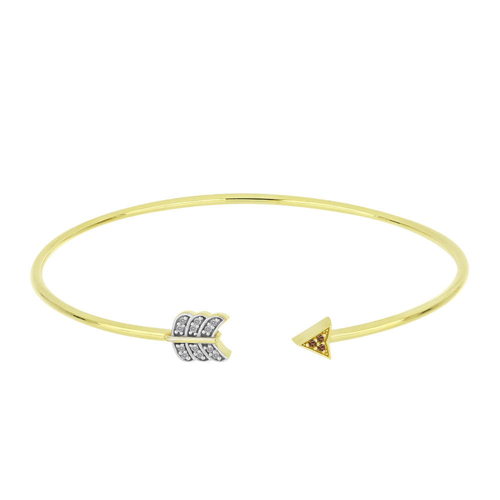 Brățară din Argint 925 Placat cu Aur ( 8.01 grame ) cu Diamant de culoarea Șampaniei și Diamant Alb 0.1 Carate