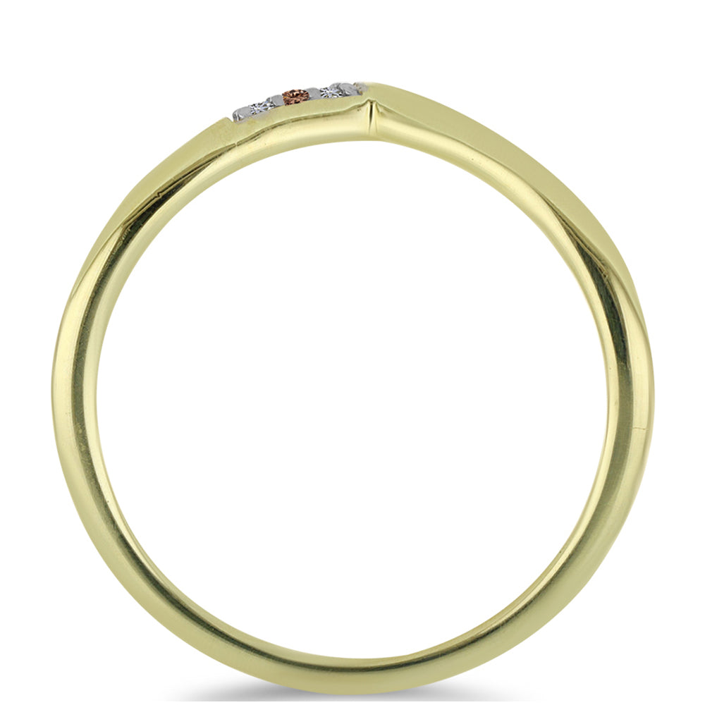 Inel din Argint 925 Placat cu Aur ( 1.8 grame ) cu Diamant de culoarea Șampaniei și Diamant Alb 0.02 Carate