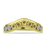 Inel din Argint 925 Placat cu Aur ( 3.16 grame ) cu Diamant de culoarea Șampaniei și Diamant Alb 0.06 Carate
