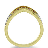 Inel din Argint 925 Placat cu Aur ( 3.16 grame ) cu Diamant de culoarea Șampaniei și Diamant Alb 0.06 Carate