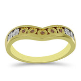 Inel din Argint 925 Placat cu Aur ( 3.16 grame ) cu Diamant de culoarea Șampaniei și Diamant Alb 0.06 Carate