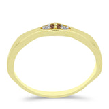 Inel din Argint 925 Placat cu Aur ( 2.12 grame ) cu Diamant de culoarea Șampaniei și Diamant Alb 0.03 Carate