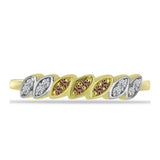 Inel din Argint 925 Placat cu Aur ( 2.14 grame ) cu Diamant de culoarea Șampaniei și Diamant Alb 0.14 Carate