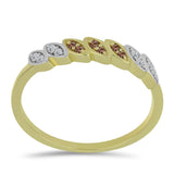 Inel din Argint 925 Placat cu Aur ( 2.14 grame ) cu Diamant de culoarea Șampaniei și Diamant Alb 0.14 Carate