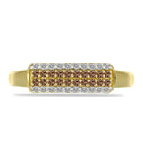 Inel din Argint 925 Placat cu Aur ( 2.52 grame ) cu Diamant de culoarea Șampaniei și Diamant Alb 0.32 Carate