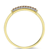 Inel din Argint 925 Placat cu Aur ( 2.52 grame ) cu Diamant de culoarea Șampaniei și Diamant Alb 0.32 Carate