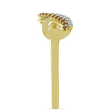 Inel din Argint 925 Placat cu Aur ( 2.56 grame ) cu Diamant de culoarea Șampaniei și Diamant Alb 0.16 Carate
