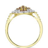 Inel din Argint 925 Placat cu Aur ( 3.45 grame ) cu Diamant de culoarea Șampaniei și Diamant Alb 0.37 Carate