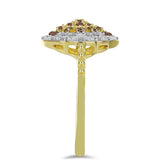 Inel din Argint 925 Placat cu Aur ( 3.45 grame ) cu Diamant de culoarea Șampaniei și Diamant Alb 0.37 Carate