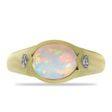 Inel din Argint 925 Placat cu Aur ( 3.32 grame ) cu Opal Welo și Topaz Alb 1.6 Carate