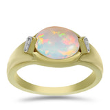 Inel din Argint 925 Placat cu Aur ( 3.32 grame ) cu Opal Welo și Topaz Alb 1.6 Carate