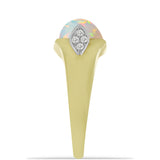 Inel din Argint 925 Placat cu Aur ( 3.32 grame ) cu Opal Welo și Topaz Alb 1.6 Carate