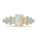 Inel din Argint 925 Placat cu Aur ( 2.54 grame ) cu Opal Welo și Zircon Alb 2.3 Carate