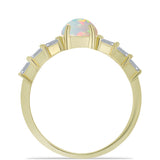 Inel din Argint 925 Placat cu Aur ( 2.54 grame ) cu Opal Welo și Zircon Alb 2.3 Carate