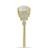Inel din Argint 925 Placat cu Aur ( 2.54 grame ) cu Opal Welo și Zircon Alb 2.3 Carate