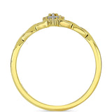 Inel din Argint 925 Placat cu Aur ( 1.77 grame ) cu Diamant de culoarea Șampaniei și Diamant Alb 0.06 Carate