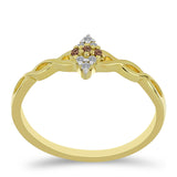 Inel din Argint 925 Placat cu Aur ( 1.77 grame ) cu Diamant de culoarea Șampaniei și Diamant Alb 0.06 Carate