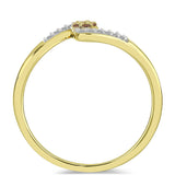 Inel din Argint 925 Placat cu Aur ( 2.01 grame ) cu Diamant de culoarea Șampaniei și Diamant Alb 0.14 Carate