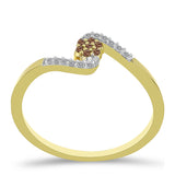 Inel din Argint 925 Placat cu Aur ( 2.01 grame ) cu Diamant de culoarea Șampaniei și Diamant Alb 0.14 Carate