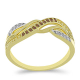 Inel din Argint 925 Placat cu Aur ( 2.77 grame ) cu Diamant de culoarea Șampaniei și Diamant Alb 0.1 Carate