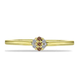 Inel din Argint 925 Placat cu Aur ( 1.79 grame ) cu Diamant de culoarea Șampaniei și Diamant Alb 0.08 Carate