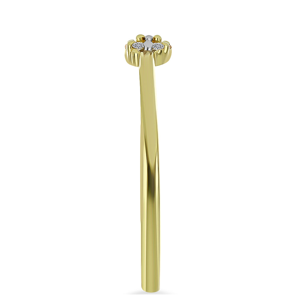 Inel din Argint 925 Placat cu Aur ( 1.79 grame ) cu Diamant de culoarea Șampaniei și Diamant Alb 0.08 Carate