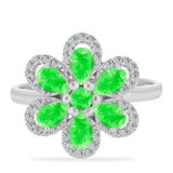 Inel din Argint 925 ( 3.38 grame ) cu Opal Hialit și Topaz Alb 1.57 Carate