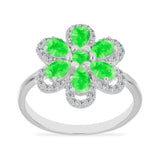 Inel din Argint 925 ( 3.38 grame ) cu Opal Hialit și Topaz Alb 1.57 Carate