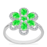 Inel din Argint 925 ( 3.38 grame ) cu Opal Hialit și Topaz Alb 1.57 Carate
