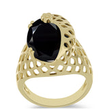 Inel din Argint 925 Placat cu Aur ( 4.79 grame ) cu Onix Negru Suwar 7.14 Carate