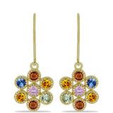 Cercei din Argint 925 Placat cu Aur ( 3.9 grame ) cu Safir Rosebery Curcubeu 1.66 Carate