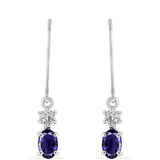Cercei din Argint 925 ( 1.7 grame ) cu Iolit și Topaz Alb 0.99 Carate
