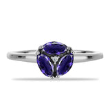 Inel din Argint 925 ( 1.91 grame ) cu Iolit și Topaz Alb 0.61 Carate