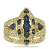 Inel din Argint 925 Placat cu Aur ( 6.09 grame ) cu Diamant Albastru 0.08 Carate