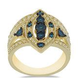 Inel din Argint 925 Placat cu Aur ( 6.09 grame ) cu Diamant Albastru 0.08 Carate