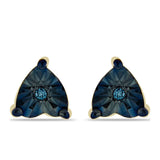 Cercei din Argint 925 Placat cu Aur ( 1.08 grame ) cu Diamant Albastru 0.02 Carate