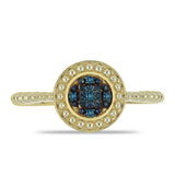Inel din Argint 925 Placat cu Aur ( 2.82 grame ) cu Diamant Albastru 0.04 Carate