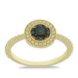 Inel din Argint 925 Placat cu Aur ( 2.82 grame ) cu Diamant Albastru 0.04 Carate