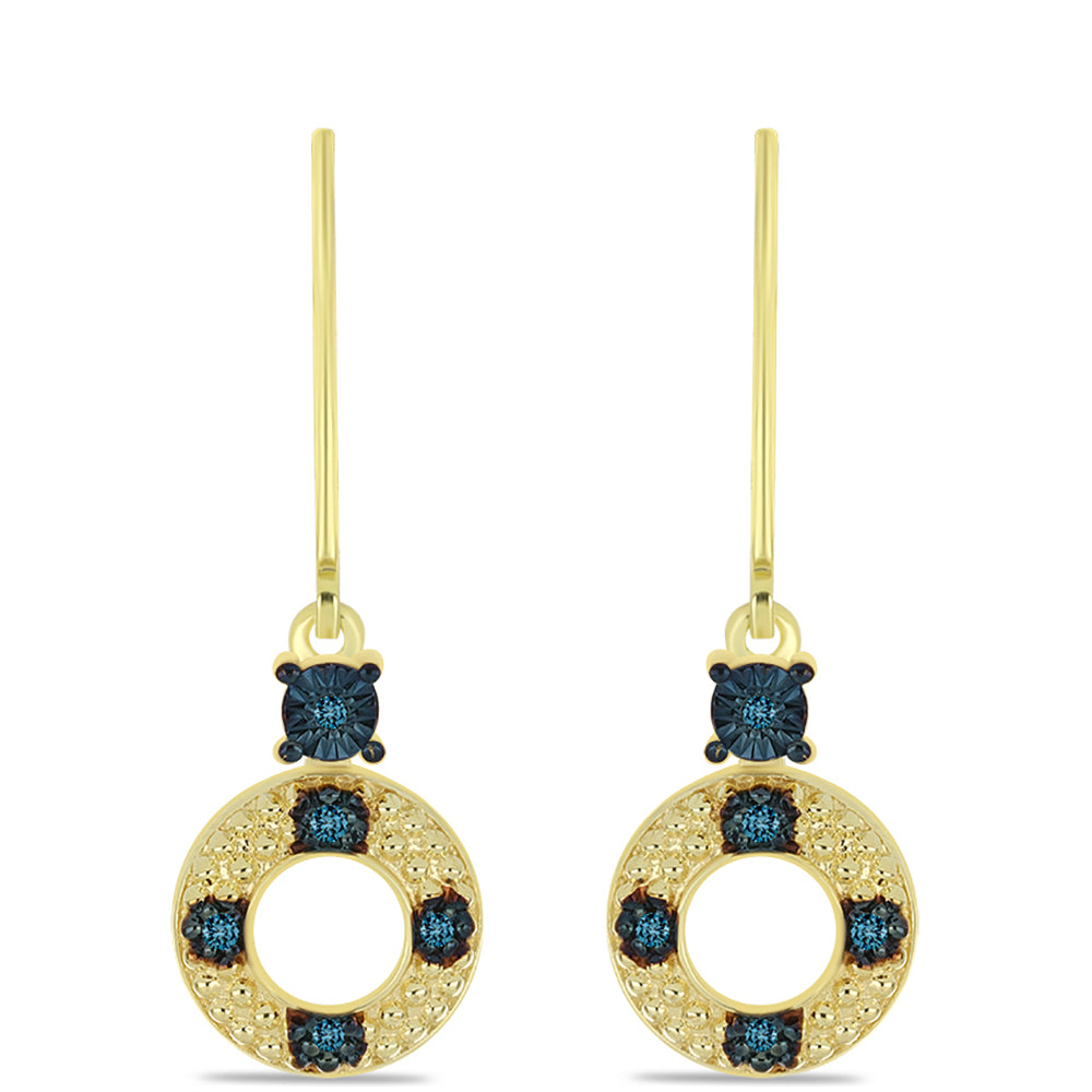Cercei din Argint 925 Placat cu Aur ( 2.83 grame ) cu Diamant Albastru 0.08 Carate