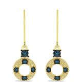 Cercei din Argint 925 Placat cu Aur ( 2.83 grame ) cu Diamant Albastru 0.08 Carate