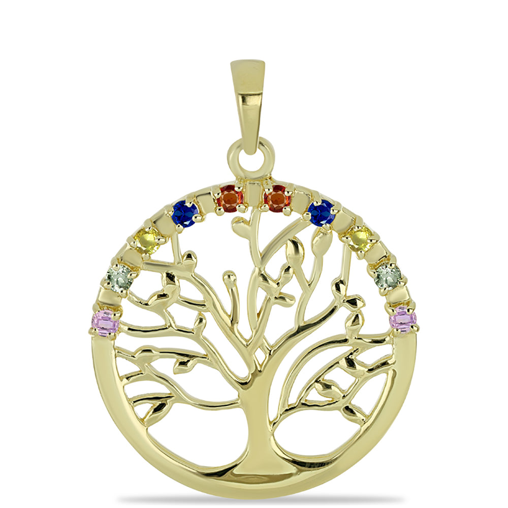 Pandantiv din Argint 925 Placat cu Aur ( 3.51 grame ) cu Safir Rosebery Curcubeu 0.45 Carate