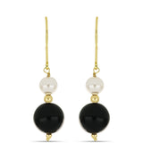 Cercei din Argint 925 Placat cu Aur ( 1.07 grame ) cu Onix Negru Suwar 15.61 Carate