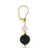Cercei din Argint 925 Placat cu Aur ( 1.07 grame ) cu Onix Negru Suwar 15.61 Carate