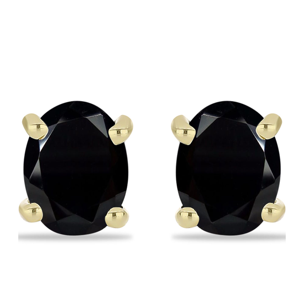 Cercei din Argint 925 Placat cu Aur ( 1.49 grame ) cu Onix Negru Suwar 2.1 Carate