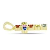 Cruce Pandantiv din Argint 925 Placat cu Aur ( 1.45 grame ) cu Safir Rosebery Curcubeu 0.85 Carate