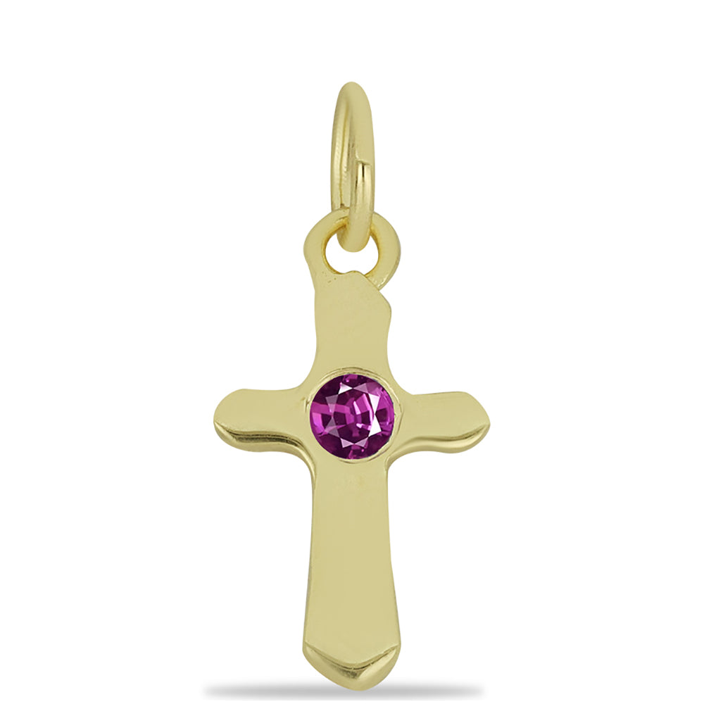 Cruce Pandantiv din Argint 925 Placat cu Aur ( 0.54 grame ) cu Safir Violet 0.14 Carate