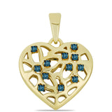 Pandantiv din Argint 925 Placat cu Aur ( 2.38 grame ) cu Diamant Albastru 0.12 Carate